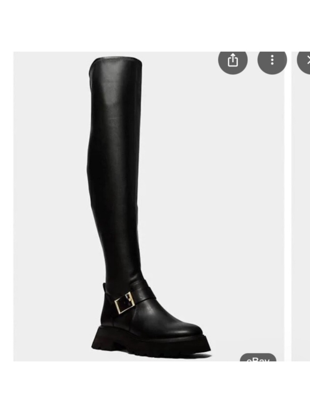 Michael Kors Black Over-the-Knee Lug Sole Boot with Buckle